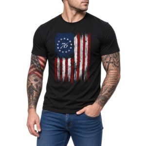 1776 Distressed American Flag T-Shirt - Vintage Patriotic Tee